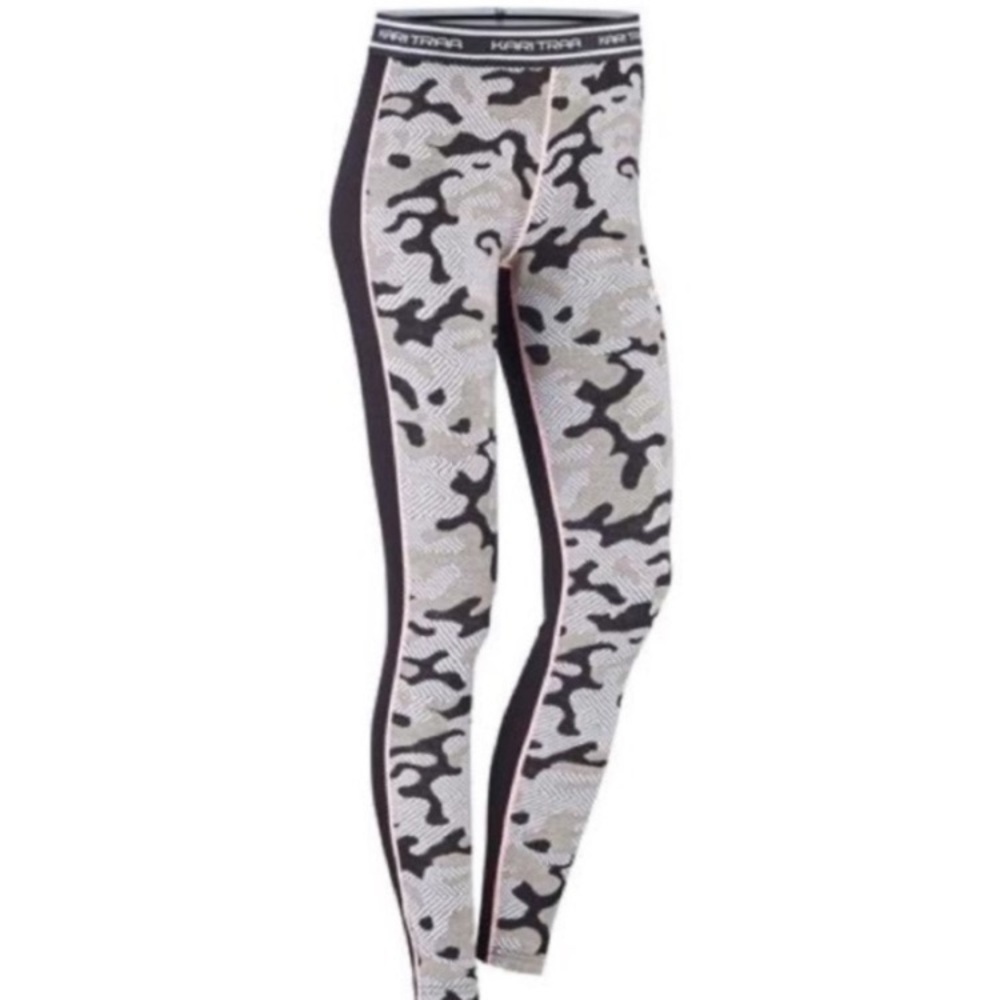 Kari Traa Kongle Base Layer Leggings Size Small Wool Black Pink Print